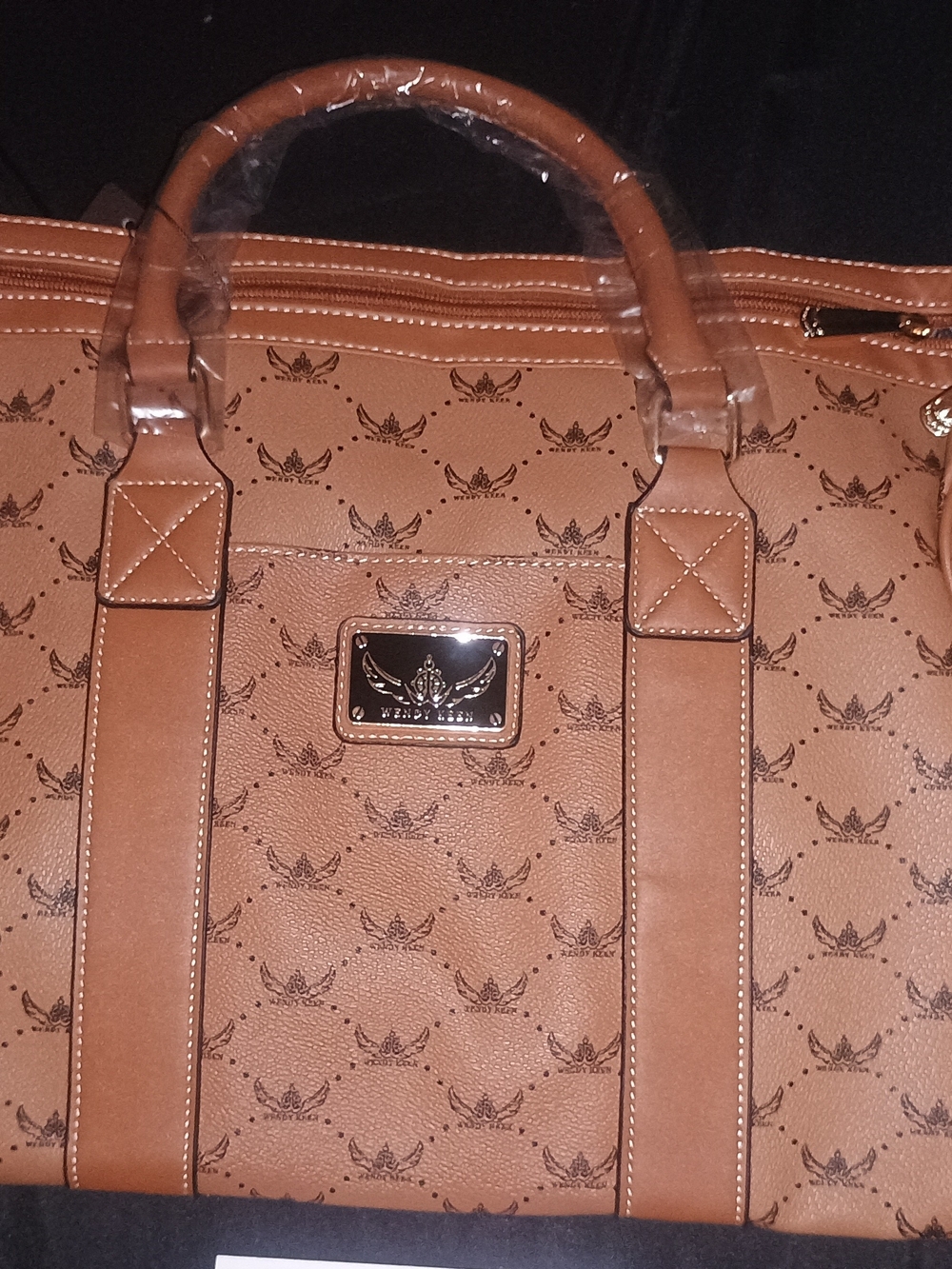Tan Patterned Weekender Handbag Unbranded